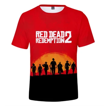 Populiarus Žaidimas marškinėliai Red Dead Redemption T-shirt anime Harajuku viršūnės vasarą 3D berniukas drabužiai plius dydis mados