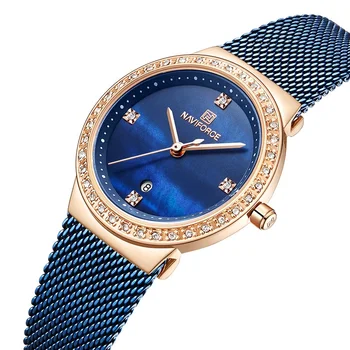 NAVIFORCE 5005 Moterų Laikrodžiai Naujas Paprastas Prabangus Visiškai Plieno, atsparus Vandeniui Mados Elegantiška Suknelė Laikrodį Relogio Feminino