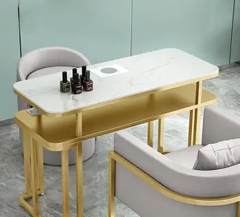 Nordic Light luxury marmuro nagų stalas ir kėdė nustatyti, ju raudona, built-in dulkių siurblys, su galvute, vienos, dviejų, trijų asmuo