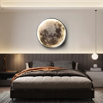 60W Šiuolaikinės Mėnulis Sienos Lempos Miegamasis Minimalistinio Patalpų Išgalvotas Apšvietimas, Interjeras, LED Sienų apšvietimo Namų Kambarį Dekoratyvinis Šviestuvas