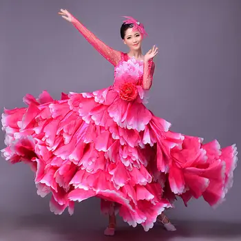 Naujas Vaivorykštės spalvų atidarymo šokių suknelė big swing sijonas moterų suaugusiųjų gėlė kostiumų etape šokių suknelės moteris
