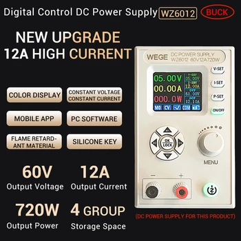 WZ6012 Reguliuojamas 60V 12A CNC DC Žingsnis žemyn Krovimo Modulis Pastovios Įtampos Srovės Buck Konverterio Maitinimas WIFI LCD Ammeter