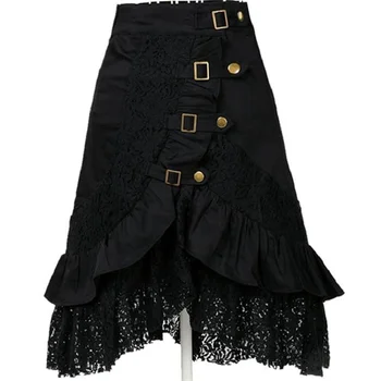 Moterų rudenį Europos ir Amerikos stiliaus nėrinių apdaila punk rock, gothic sijonas