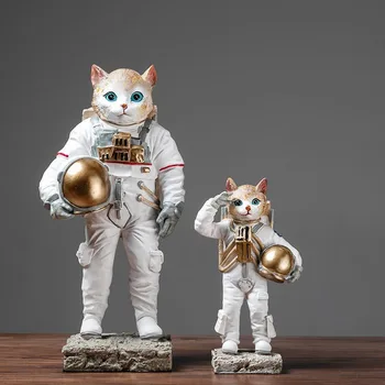 Amerikos kūrybos aviacijos katė papuošalai Šiaurės šalių namų kambarį apdaila stalo dekoro astronautas katė dervos skulptūra amatai