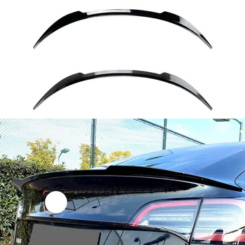 1 Vnt Blizgus juodas Automobilis Uodega Sparnas Galinis Kamieno Lūpų Spoileris Apdaila Už Tesla Modelis 3