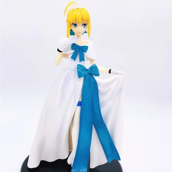 Anime Likimas Grand Kad Saber Balta Suknelė PVC Veiksmų Skaičius, Kolekcionuojamos Lėlės Modelio Žaislas 24cm