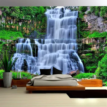 Foto Tapetai, 3D Stereo Mountain Miško Krioklys Kraštovaizdžio Freskos Fone Sienų Dangos Gyvenimo Kambario, Miegamasis Namų Dekoro 3 D