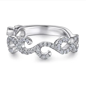 Europos ir Amerikos naujas mados deimantų tuščiaviduriai gėlės žiedas ponios tendencija S925 sidabro 5A cirkonis juvelyriniai dirbiniai