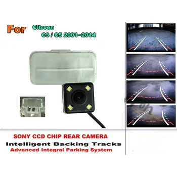 Už Citroen C3 C5 Automobilio Trajektoriją Protingas Dainos vaizdo Kamera HD CCD Naktinio Matymo Automobilio Galinio vaizdo Kamera, Parkavimo Pagalba