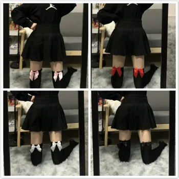 Lolita Sexy Moterų Kojinės Mielas Juodai Baltas Ilgas Kojines Virš Kelio Aukštakulniais Kojinės Moterims Glaudinimo Kojinės