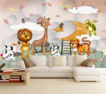 beibehang Užsakymą tapetai 3D freskos gyvūnų rojus cartoon vaikų kambarys, vaikų kambarys gyvūnų apdailos dažymo papel de parede