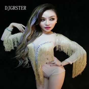 DJGRSTER Moterų Džiazo Šokio Kostiumų DS tasseles kostiumai seksualus moterų dainininkas DJ šokių kostiumai veiklos Beyonce bodysuit kostiumas