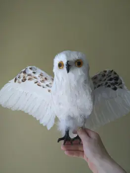 realaus gyvenimo žaislų plastikiniai&plunksnos balta pelėda 32x45cm skleisti sparnus pelėda-paukštis sunkiai modelis.pasiūlymo.namų sodo puošmena dovana b2608