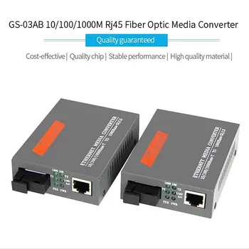 Gigabit ethernet Optinio Pluošto Transiveris HTB-GS03-AB Pora 10/100/1000Mbps Išorės Vienos rūšies Vieno Pluošto 20KM Media Converter