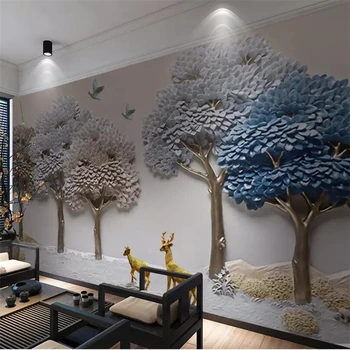 beibehang Užsakymą tapetai 3D freskomis iškilumo likimo medis briedžių TV fono sienos dokumentų namų dekoro papel de parede 3d tapetai