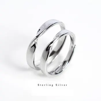 Nišą dizaino Möbius žiedas s925 sterlingas sidabro pora poros žiedas paprastas žiedas, šimtą rungtynių live žiedą, vyrai ir moterys, mėgėjai žiedas