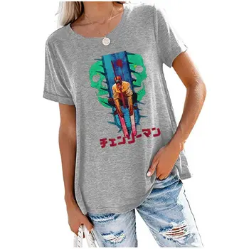Moterų Pjūklą Vyras anime Graphic T Shirt 90-ųjų Moterų Drabužių Vasaros Lady Drabužius Viršūnes Tees Moterų Marškinėlius 100% medvilnės tees T-Shirt