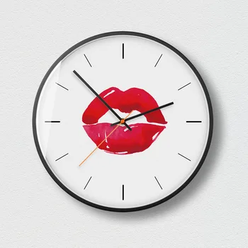 Liepsnos raudona lūpų mados asmenybės sieninis laikrodis šiuolaikinės minimalistinės kūrybos svetainė, miegamasis hotel kvarcinis laikrodis