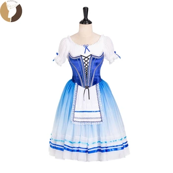 FLTOTURE Užsakymą Pagaminti 5 Sluoksnių Minkšto Tiulio Nėrinių Ilgos Suknelės Baleto Mėlyna Romantiškas Tutu Sijonas Giselle Kostiumai