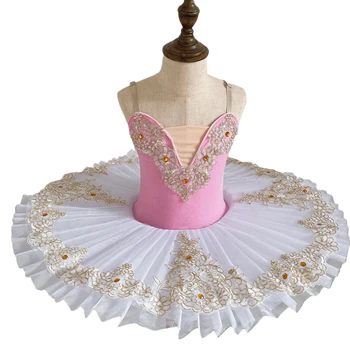 Naujas Atvykimo Rožinė ir Balta Nėrinių vaikų profesionalių baleto sijonas TUTU sijonas baleto kostiumas