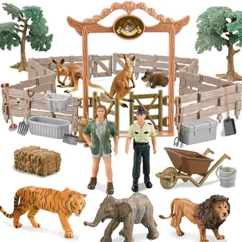 Modeliavimo Gyvūnijos Ūkio Nustatyti Laukinių Gyvūnų Modelio Veiksmų Skaičiai Zoologijos Sode Liūtas Kengūros Tigras, Dramblys Stockman Statulėlės Žaislai Vaikams Dovanų