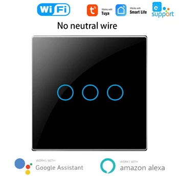 220V WiFi Smart Touch Wall Šviesos Jungiklio, Smart Wifi Touch Jungiklio Nėra Neutralus Laidas Reikiamą pagalbą Alexa Tuya 433RF Nuotolinio Valdymo