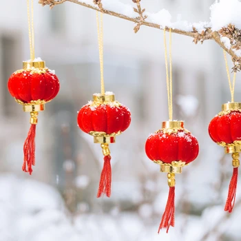 Kinų Naujieji Metai Žibintai Tradicinių Pliušinis Mini Kinijos Raudonųjų Žibintų Kinų Naujųjų Metų Švenčių Žibintų Apdaila