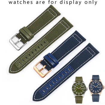 PEIYI Minkštos Drobės Watchband Tinka Mido M026.830 Blue Armijos Žalioji Nailonas Apyrankė Su Nerūdijančio Plieno Sagtis, 21mm