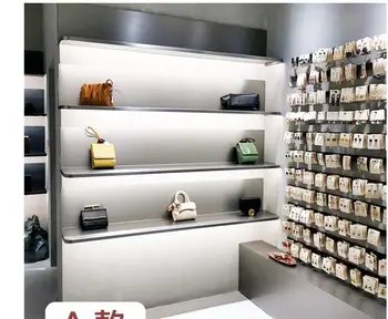 Drabužių parduotuvė sienos tipo laminavimas lentynos multi-layer display rack nerūdijančio plieno sidabro lentyna, batų maišelį sienos kabo ekranas r
