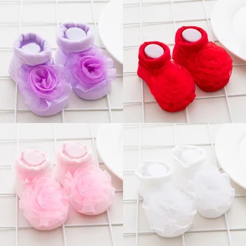 Naujas mados mielas gėlių vaikų nėrinių mergaičių kojinės