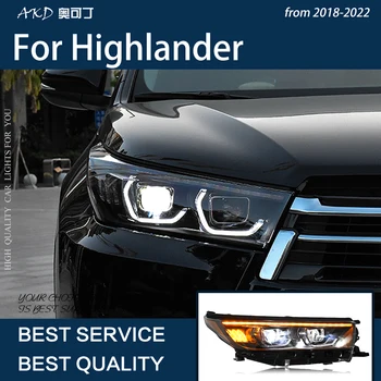Automobilių Žibintai Highlander 2018-2022 Kluger LED priešakinių Šviesų Atnaujinti Angel Eyes Dizainas, Dinamiškos Posūkio Signalo Lemputė Žibintuvėlis
