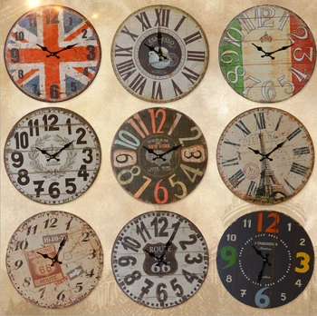 D American kambarį sieninis laikrodis laikrodis retro apdaila sienų sienų papuošimai Namų Dekoravimo kūrybinės medienos sieninis laikrodis