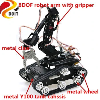 SZDOIT Wi-fi/Bluetooth/Rankena Kontrolės Full Metal 8DOF Transporto priemonės Robotas Mobili Platforma, 8-Ašis Roboto Ranka su Gripper už Arduino