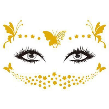 Aukso Veido Laikina Tatuiruotė Lipdukas gėlė Vandeniui Strazdanų Makiažas Akių Decal Kūno Menas Girl Vaikas dizaino 18
