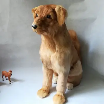 realaus gyvenimo žaislų auksaspalvis retriveris šuo polietileno&kailis didelis 50x45cm tupint šuo modelis rankdarbių namų dekoravimo, dovanų b2038