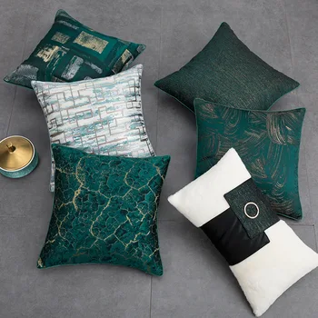 Juosvas žalios Naftos Paveikslą išsiuvinėti pagalvę padengti aukštos klasės meno žakardinės pagalvėlės dangtis blokuoti dryžuotas pliušinis užvalkalas