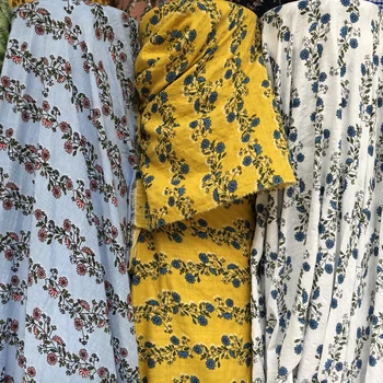 SUJASANMY Pavasario Stiliaus Viskozė Su Medvilne Spausdinti Rotango Gėlių Gėlių Suknelė Tissu Siuvimo, Tekstilės Audinio Sijonas Metrų Audinio