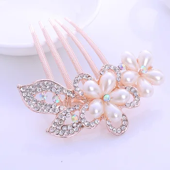 Gana Gyvūnų Lapų Gėlių Dizaino Putojantis Kristalų, Perlų Vestuvių Plaukų Šukos Tiara Moterų Vestuvių Accesories