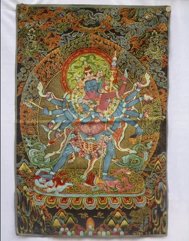 Kolekcines Tradicinio Tibeto Budizmo Nepale Thangka Budos paveikslų ,Didelis dydis Budizmas šilko brokatas tapybos 012