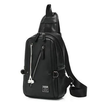 AUGUR korėjos stiliaus PU Oda Krūtinės Maišą Mados vyriški Sling Bag Crossbody Maišelį Multipockets Pečių Maišą 9.7