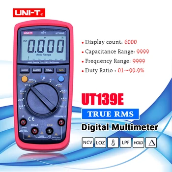 VIENETO UT139E True RMS auto asortimentą Skaitmeninis Multimetras LPF low pass filtras LoZ maža įėjimo varža +temperatūros bandymas TN LCD ekranas