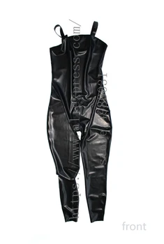 Juodos spalvos 100% tikras natūralus latekso kostiumas moterų sukrauti bodysuit Fetišas su tarpkojo zip kieto juoda spalva