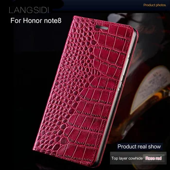 Prabangos prekės telefono dėklas natūralios odos krokodilas Plokščias tekstūros telefoną atveju Huawei Honor note8 rankų darbo telefono dėklas