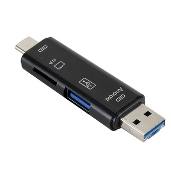 Tipas C&micro usb ir USB 5 In 1 OTG Kortelių Skaitytuvas Didelės spartos Universalus OTG TF/USB, Android Kompiuteris Plėtinio Antraštės