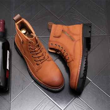 prekės dizaineris vyrų mados kaubojaus batai suvarstomi platforma batai pavasario rudens kulkšnies įkrovos natūralios odos botas hombre zapatos
