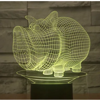 3D LED Nakties Šviesos Šernų, Kiaulių su 7 Spalvų Šviesos Namų Puošybai Lempos Nuostabi Vizualizacijos Optinė Iliuzija Nuostabus