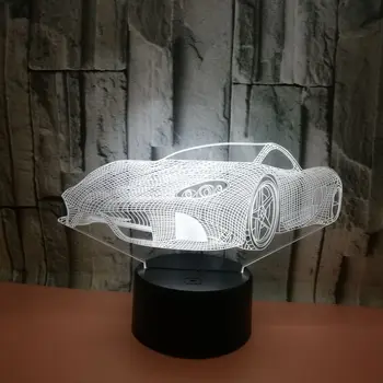 7 Spalvinga USB Super Automobilį 3D Iliuzija Lempos, Buitinės Miegamojo, Biuro LED Stalo Lempa Vaiko Nakties Žiburiai Kalėdų Dovanos