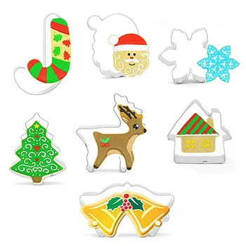 7pcs Kalėdų Cookie Cutter-Snaigė, Candy Cane, Kalėdų Eglutė, Žvaigždė,Meduoliai su imbiero priedais Sausainių Minkštas Pjaustyklės - Nerūdijantis Plienas