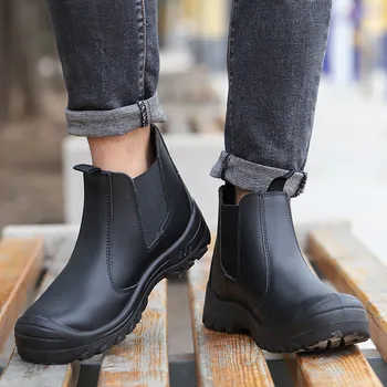 didelio dydžio vyrai atsitiktinis plieno toe apima darbo saugos batai karvės odos apsaugos batai darbuotojas chelsea kulkšnies įkrovos botas seguridad