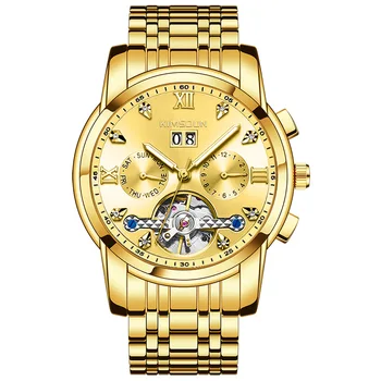 Mados Prabangių Vyrų Gyvenimo Vandeniui Automatinis Laikrodžiai, Šviesos Kalendorius Laikrodis Aukso Plieno Diržo Žiūrėti Montre Homme Laikrodis